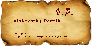Vitkovszky Patrik névjegykártya